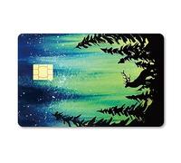 CREATCABIN Starry Card Skin Sticker Tree Debit Credit Card Skins Covering Aurora Elk Personalizing Bank Card Protecting Removable Wrap Waterproof Slim Scratch Proof No Bubble for Bank Card 7.3x5.4Inch