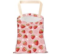 CREATCABIN Strawberry Car Trash Bag Car Garbage Bag Back Seat Organizer Trash Can Bin Cute Printed One-Handed Strap Garbage Bags for Car Accessories Vehicle Travelling Camping Outdoor 11.8x9.84 Inch