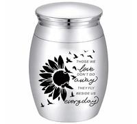 CREATCABIN Sunflower Ashes Urn Keepsake Butterflies Cremation Urn Mini Stainless Steel Memorial Ashes Holder Container Jar for Human Dad Remains 1.18x1.57 Inch-Those We Love Don't Go Away