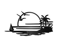 CREATCABIN Sunrise Metal Wall Hanging Round Hollow Sculpture Sun Silhouette Art Iron Wall Mounted Home Bohemian Decoration for Living Room Bedroom Office Garden Farmhouse Indoor Outdoor 11.8x8.7in
