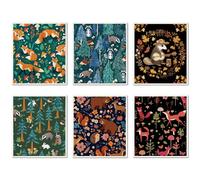 CREATCABIN Swedish Dishcloths for Kitchen 6Pcs Animal Dish Towel Reusable Washable Absorbent Dish Towel Rags Cellulose Cleaning Sponge Cloth No Odor for Home Table Cooking Forest 6.7x7.6 Inch