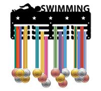 CREATCABIN Swimming Medal Hanger Display Medal Holder Rack Sports Metal Hanging Awards Iron Small Mount Decor Awards for Wall Home Badge Race Running Gymnastics Swimming Medalist Black 11.4 x 5.1 Inch