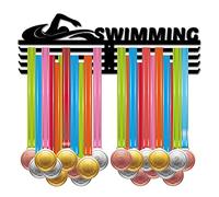 CREATCABIN Swimming Medal Hanger Display Sports Medal Holder Over 60+ Medals Award Iron Holder Rack Frame Wall Mounted Hanging for Medalist Runner Soccer Gymnastics Marathon Athlete Gift 15.7 x 6 Inch