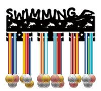 CREATCABIN Swimming Medal Holder Display Hanger Rack Frame Acrylic Wall-Mounted Medal Hook with 12 Separate Hooks Hang 0ver 40+ Medals for for Triathlon Runing Bicycle Swimming 11.4×4.3 Inch