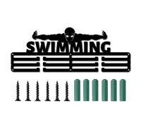 CREATCABIN Swimming Medal Holder Sport Athlete Words Awards Display Stand Wall Rack Mount Hanger Decor for Champions Home Badge 3 Rung Medalist Gymnastics Over 60 Medals Games