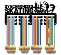 CREATCABIN Synchronized Skating Medal Holder Medal Hanger Display Rack Sports Metal Hanging Awards Iron Small Mount Decor for Women Wall Home Badge Running Medalist Gift Christmas Black 11.4 x 5.1Inch