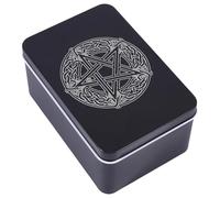 CREATCABIN Tarot Card Case Tarot Deck Holder Star Pattern Design Black Metal Iron Mystical Protective Storage Pouch Bag Box Accessories for Playing Cards Divination Magic Witchcraft 5.1x3.3x2.4 Inch