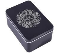 CREATCABIN Tarot Card Holder Tarot Deck Case Star Cross Pattern Design Black Metal Iron Mystical Protective Storage Pouch Box Accessories for Divination Playing Cards Magic Witchcraft 5.1x3.3x2.4In