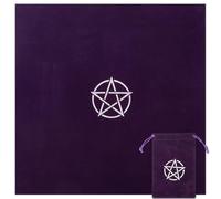 CREATCABIN Tarot Tablecloth Tarot Card Bags Square Altar Cloth Purple Pentagram Star Velvet Packing Jewelry Pouches Tarot Storage Dice Bag with Drawstring for Crystals Witchcraft Divination Witchery