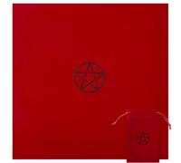 CREATCABIN Tarot Tablecloth Tarot Card Bags Square Altar Cloth Red Pentagram Velvet Packing Jewelry Pouches Tarot Storage Drawstring Bag for Crystals Witchcraft Divination Witchery Supplies