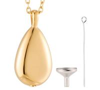 CREATCABIN Teardrop Cremation Urn Necklace for Ashes Keepsake Cremation Jewelry Mini Golden Stainless Steel Memorial Pendant Necklace Ashes Holder with Funnel Pin for Women Human Pet 15x31mm