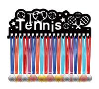CREATCABIN Tennis Medal Hangers Medal Holder Display Wing Rack Sports Metal Hanging Awards Iron Mount Decor With 20 Hooks for Wall Home Badge Dancer Soccer Gymnastics Ballet Black 15.7 x 5.5 Inch