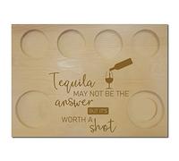 CREATCABIN Tequila Board Shot Glasses Holder with Salt Rim Shot Glass Set Wooden Serving Tray Wine Holder for Bar Restaurant Party Family Dinner Gathering Men Women Gifts 9.84 x 7.09 Inch