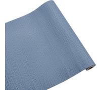 CREATCABIN Textured Contact Paper Grasscloth Wallpaper Peel and Stick Wallpaper Self Adhesive Faux Linen Wallpaper Fabric Vinyl Textured Wall Paper Decoration Stickers for Old Furniture 9.8Feet-Blue