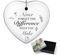 CREATCABIN Thank You Gift Never Forget The Difference That You Make Ceramics Ornament Keepsake Sign Heart Hanging Plaque Gifts Christmas Tree Decoration with Gold Wire Rope for Women Men Friends 3Inch