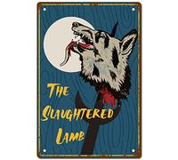 CREATCABIN The Slaughtered Lamb Vintage Metal Tin Sign Retro Wall Art Decor House Plaque Poster for Home Bar Pub Garden Kitchen Coffee Garage Decoration 12 x 8 Inch
