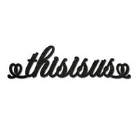 CREATCABIN This is Us Laser Cut Wood Letter Sign Black Wall Decor Cutouts Unfinished Wooden Signs Wall Art Basswood Hanging Sculpture Decoration for Painting Crafts DIY Home Bedroom 11.9x3.1Inch