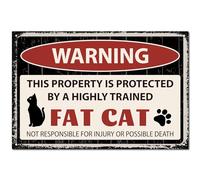 CREATCABIN Tin Sign Vintage Metal Sign Funny Cat Poster Retro Painting Plaque Iron Warning Sign Wall Decor Art Mural Hanging Sign Decorative for Cafe Office Restaurant Home Bathroom 12 x 8Inch