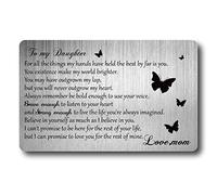 CREATCABIN To My Daughter Wallet Card From Mom Engraved Wallet Insert Inspirational Metal Wallet Card Mini Love Notes Gift for Women Her Birthday Graduation Wedding Christmas