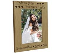 CREATCABIN Today A Bride Tomorrow A Wife Forever Your Daughter Picture Frame Wooden Photo Frame Mother Father of The Bride Gift From Daughter Engraved Solid Wood Frames Wedding Gifts for Parents