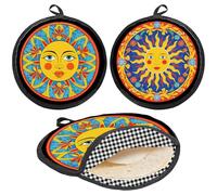 CREATCABIN Tortilla Warmer Pouch 12 Inch Insulated Cloth Pouch Sunsburst Mandala Taco Tortilla Server Bag Microwaveable Fabric Tortilla Keeper Holder Keep Food Warm for up to One Hour Breads