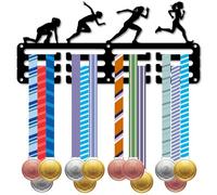 CREATCABIN Track and Field Medal Holder Medal Display Rack Wall Frame Athletics Runner Sports Race Ribbons Hanging Mount Small Hooks for Wall Running Runners Marathon Athlete Medalist 11.4x5.1Inch