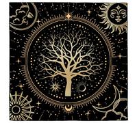 CREATCABIN Tree of Life Altar Cloth Tarots Cards Tablecloth Witchcraft Mat Tapestry Tablecloth Ritual Spiritual Cloth Velvet Square Wall Art Divinations Cloth for Wiccan Witchcrafts Supply 20x20Inch