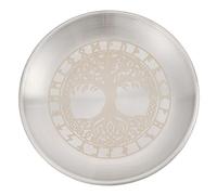 CREATCABIN Tree of Life Altar Plate Jewelry Dish Ritual Flat Bowl Round Silvery Prayer Tray Offering Bowl Dish Ring Trinket Candle Holder for Jewelry Meditation Incense Sticks Dowsing 5.55Inch