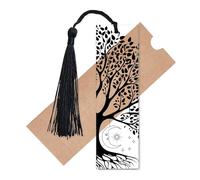 CREATCABIN Tree Of Life Book Mark Clear Acrylic Bookmarks Transparent Rectangle Crescent Moon Stars Pattern Decoration Book Marker with Tassel for Reading Teachers Students Accessories 4.7" x 1.4"