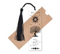 CREATCABIN Tree of Life Bookmark Acrylic Book Markers Transparent Rectangle Sun Moon Eclipse Tarot Elemental Decoration Book Mark with Tassel for Reading Teachers Students Supplies 4.6 x 1.3 Inch