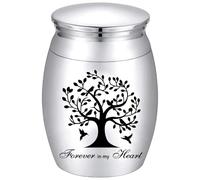 CREATCABIN Tree of Life Mini Cremation Urn Small Birds Keepsake Urns Ashes Holder Alloy Sharing Funeral Urn Kit Memorials Miniature Container Decorative Urn for Female Male Pets 1.6x1.2 Inch Silvery