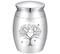 CREATCABIN Tree of Life Mini Cremation Urn Small Keepsake Urns Ashes Holder Love Bird Alloy Sharing Funeral Urn Kit Memorials Miniature Container Decorative Urn for Female Male Pet 1.6x1.2Inch Silvery