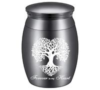CREATCABIN Tree of Life Mini Cremation Urns Black Small Keepsake Urn for Human Ashes Holder Alloy Set Funeral Ash Urn Miniature Burial Funeral Container for Memorial Family Friends Pets 1.6x1.2Inch