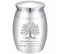 CREATCABIN Tree of Life Small Keepsake Urn Stainless Steel Mini Cremation Urn Funeral Memorial Ashes Preserve for Human Ashes Pet Ashes Storage Waterproof Decorative Commemorative Urn 1.57x1.18in
