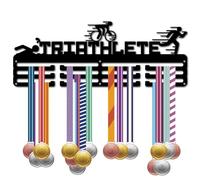 CREATCABIN Triathlete Medal Holder Triathlon Medal Hanger Display Rack Run Swim Bike Sports Metal Hanging Athlete Awards Iron Wall Mount Decor over 60 Medals for Competition Ribbon Medals 15.7x5.9Inch
