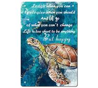 CREATCABIN Turtle Tin Signs Metal Vintage Sign Ocean Theme Wall Art Decor Plaque Poster Artwork for Home Bedroom Bathroom Garden Cafes Pubs Restaurants Kitchen Office Decoration 8x12 Inch