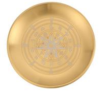 CREATCABIN Twelve Tonstellations Offering Bowl Altar Ritual Plate Dish Stainless Steel Flat Bowl Round Jewelry Tray Prayer Tarot Plate Black Ring Holder Trinket for Smudging Decoration 5.55Inch