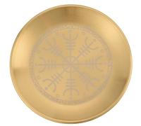 CREATCABIN Twelve Tonstellations Offering Bowl Altar Ritual Plate Stainless Steel Golden Crystal Storage Flat Bowl Round Tray Prayer Dish Candle Holder Jewelry Dish for Smudging Incense Burner 5.5Inch