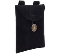 CREATCABIN Velvet Belt Pouch Waist Packs Costume Accessories Viking Knight Belt Bag Rectangle Medieval Waist Bag with Button Belt Purse Pocket for Show Cosplay Witchcraft Wiccan Supplies Black 6x7inch