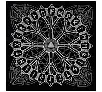 CREATCABIN Viking Runes Tarot Cloth Altar Cloth Constellation Tarot Deck Spiritual Tapestry Tablecloth Sacred Cloth Astrology with Tarot Card Bag for Divination Witchcraft Pagan 19.48x19.48 Inch Black