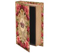 CREATCABIN Vintage Decorative Book Storage Box Fake Book Storage Box Faux Book Boxes Flower Leather Table Decoration Shelf Display for Crafting Bookshelf Decor & More Coffee Table Shop Modern 9x6 Inch