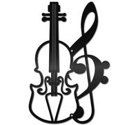 CREATCABIN Violin Metal Wall Art - Black Music Wall Decor Hanging Note Wall Art Silhouette Sign Ornament for Above The Bed, Living Room, Bedroom, Hallway, Outdoor Decoration - 11.8 x 8Inch