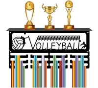 CREATCABIN Volleyball Medal Hanger Display Medal Trophy Holder Sports Rack Frame Iron Wall Mount Decor Metal Medal Hangers Organizer for Hanging Medals Awards Player Medalist 15.7 x 7.9Inch Black