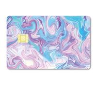 CREATCABIN Wave Card Stickers Credit Card Skin Waterproof Debit Bank Card Sticker Skin Protecting Credit Cover Card Decals Removable No Bubble Slim for Transportation Card Pink Blue Purple 7.3x5.4Inch