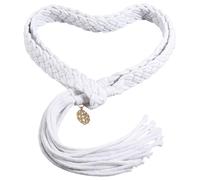 CREATCABIN Wedding Hand Rope Ivory White Wedding Handfasting Cord with Pendants Thick Cotton Woven Lasso Rope for Rustic Marriage Ceremony Decoration Graduation Cords Bridal Gift 0.98In