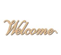 CREATCABIN Welcome Sign Wood Cut Out Wooden Letter Wall Decor Art Unfinished Letters Word Decorative DIY for Home Apartment Kitchen Front Door Party Farmhouse Porch Decoration Burlywood 12x3.3inch