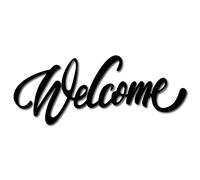 CREATCABIN Welcome Wood Letters Sign Unfinished Cutouts Wooden Wall Art Decoration Black Wall Sculpture Hanging Decor for Home Porch Wedding Party Classroom Farmhouse 11.9 x 4.7 Inch