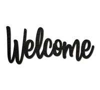 CREATCABIN Welcome Wood Wall Sign Wooden Art Letter Wall Decor Display Laser Cut Wooden DIY Crafts Unfinished for Home Door Decoration Gift Housewarming Birthday Thanksgiving Black 11.9x5.1 Inch