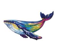 CREATCABIN Whale Metal Art Wall Decor Ocean Animal Wall Sculpture Vivid Colorful Rainbow Sea Life Iron Hanging Ornament Sign for Front Porch Living Room Home Office Garden Balcony 11.8 x 6.9 Inch