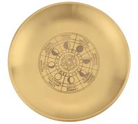 CREATCABIN Wheel of the Year Ritual Plate Altar Stainless Steel Flat Bowl Round Golden Tray Pentacle Wicca Offering Bowl Dish Candle Holder Jewelry Dish for Smudging Incense Burner Meditation 5.55Inch